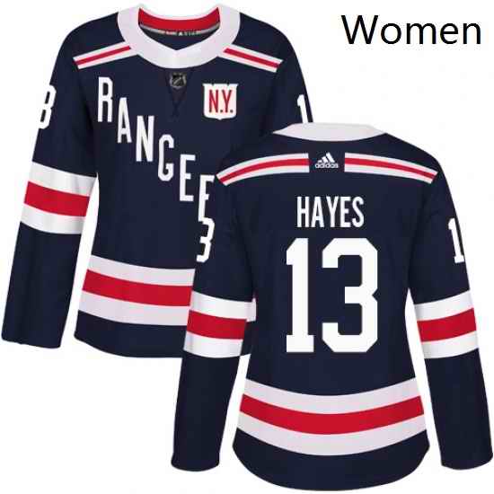 Womens Adidas New York Rangers 13 Kevin Hayes Authentic Navy Blue 2018 Winter Classic NHL Jersey